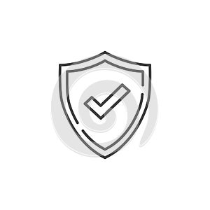 Check mark line vector icon. Accepted or Approve sign. Tick shield symbol. Quality design flat app element. Vector illustration on