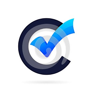 letter c check mark vector logo