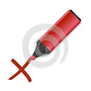 Check mark marker icon. Red crosses. Symbol no, rejection, cancellation. Vector illustration. Stock image.