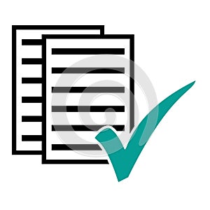 Check Mark and papers - documents checked icon