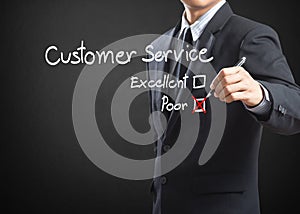 Check mark on poor customer service evaluation form