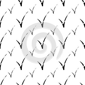 Check mark seamless pattern on white background. Tick symbol. Vector illustration