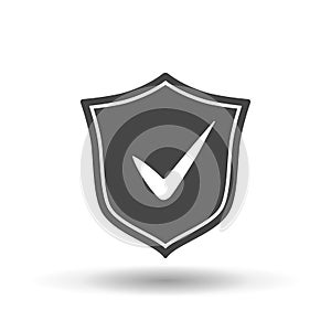 Check mark on Shield icon flat  design template. Digital protection and security data tick sign. Approve or accepted concept