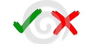 Check mark sign right and wrong for vote, tick and cross sign handwritten, checklist for approved or voting, checkmark and x photo
