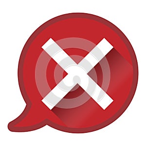 Check mark in speech bubble, refusal or rejection icon or symbol