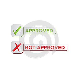 Check mark stickers style brush approved and not approved