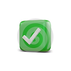 Check mark symbols icon. Buttons with checkmark. clipping path. 3D rendering