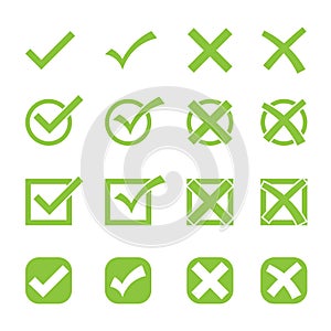 check mark or tick symbol icon set