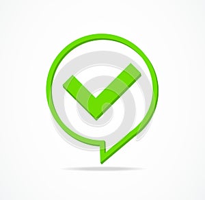 Check Mark Yes or Confirmation Green Sign. Vector photo