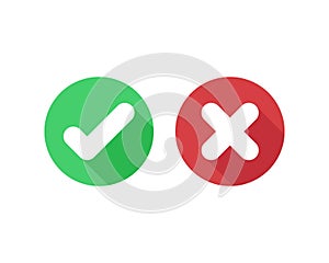 Check marks. Tick and cross vector icons. Yes and No symbols. Vector illustration