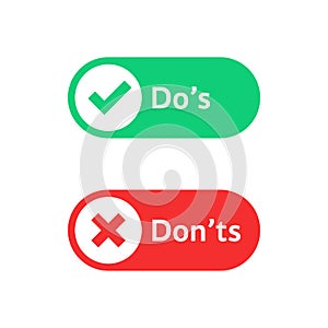 Check marks ui button with dos and donts