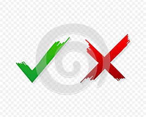 check marks ui button with dos and donts. flat simple style trend modern red and green checkmark.