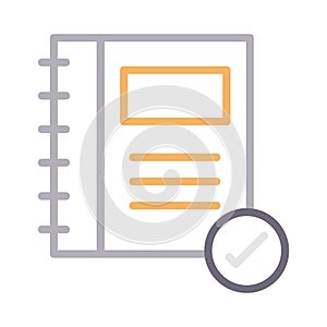Check notebook thin color line vector icon