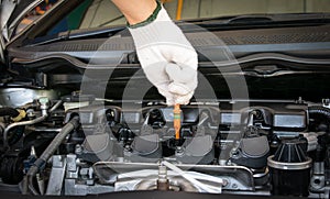 Check the oil level in engine