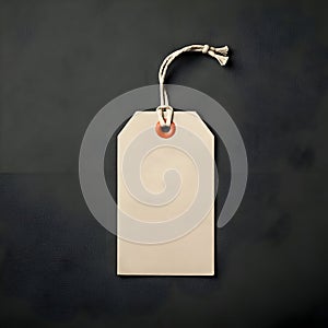 AI-Generated Blank Light Beige Tag with Light Beige String and Orange Ring