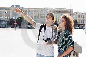 Check this out. Happy couple of tourists on vacation