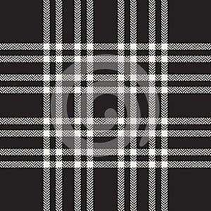 Check pattern in black brown and off white. Seamless herringbone large tartan plaid for scarf, flannel shirt, skirt, blanket.