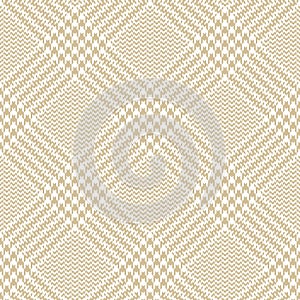 Check pattern glen in light beige and white. Seamless hounds tooth vector plaid background texture for jacket, skirt.