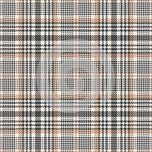 Check pattern glen. Spring autumn tartan plaid vector in grey and beige. Tweed hounds tooth background for jacket, coat, dress.