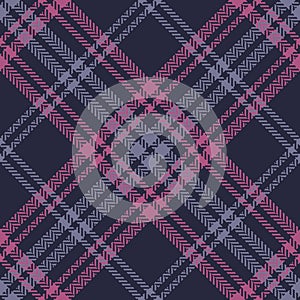 Check pattern herringbone in blue, pink, purple. Seamless dark tartan check graphic vector for menswear and womenswear flannel.