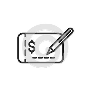 Check and pen finance bank money icon thick line