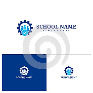 Check People Gear logo template, Creative People logo design vector, Gear logo concepts