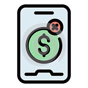 Check phone payment cancellation icon vector flat