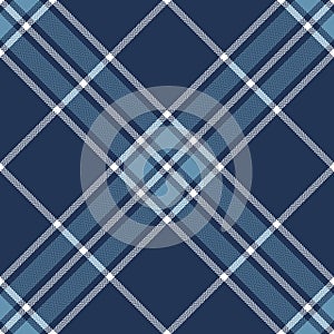 Check plaid pattern in blue and white for spring summer autumn winter. Seamless herringbone tartan vector print for flannel shirt.