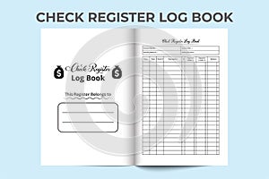 Check register KDP interior journal. Balance checkbook and transaction tracker. KDP interior journal. Check register log book and