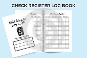 Check Register log book KDP interior. Bank balance tracker and transaction checker notebook. KDP interior Log Book. Check register