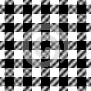 Check seamless pattern. Black checks on white background. Repeated gingham geometric patern. Scottish design prints. Repeating photo