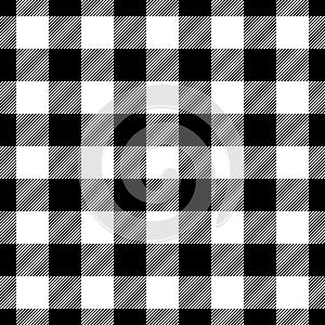 Check seamless pattern. Black checks on white background. Repeated gingham. Scottish style design prints. Repeating texture plaid photo