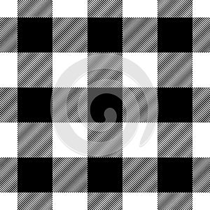 Check seamless pattern. Black checks on white background. Repeated gingham geometric patern. Scottish style design prints photo