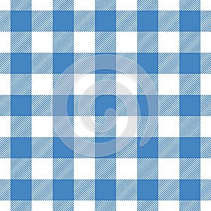 Check seamless pattern. Blue checks background. Repeated gingham geometric patern. Scottish style prints design. Repeating texture photo
