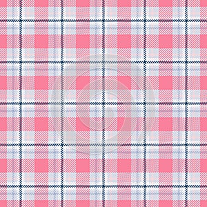 Check seamless pattern. Checks plaid pink color. Repeating tartan design. Repeated scottish flannel. Madras fabric prints. Neutral