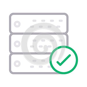 Check server thin color line vector icon