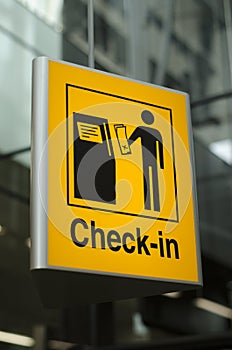 Check-in sign at airport