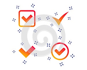 Check signs. Checkbox confirm icons. Vector