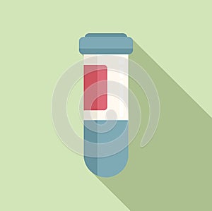 Check test tube icon flat vector. Corona lab