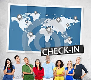 Check In Travel Locations Global World Tour Concept