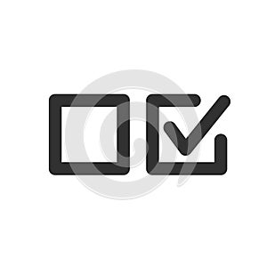 Check uncheck concept, Checkbox set with blank and checked checkbox line art vector icon for apps and websites
