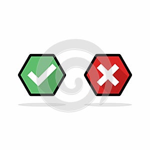 Check and wrong marks, Tick and cross marks, Accepted Rejected, Approved Disapproved, Yes No, Right Wrong, Green Red, Correct