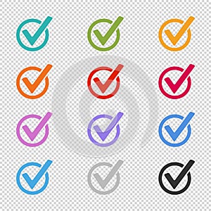 Checkbox Button Set - Colorful Vector Illustrations - Isolated On Transparent Background