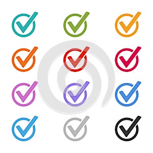 Checkbox Button Set - Colorful Vector Illustrations - Isolated On White Background