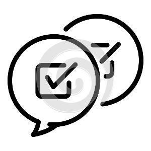 Checkbox in chat bubbles icon, outline style