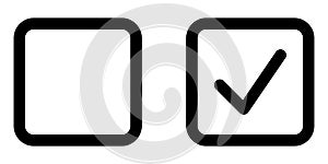 Checkbox with checked and unchecked mark. Blank and checked checkbox icon. Check and uncheck sign symbol. Vector illustration. photo