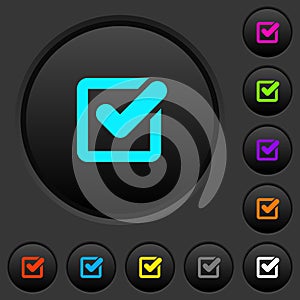Checkbox dark push buttons with color icons