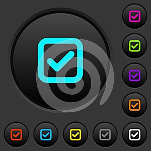 Checkbox dark push buttons with color icons