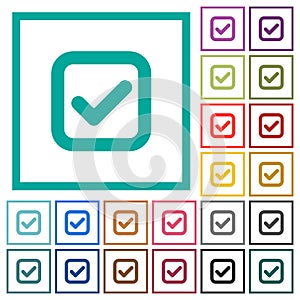 Checkbox flat color icons with quadrant frames photo