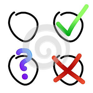 checkbox icon set with check mark, cross, question